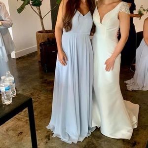 Pale/sky blue Jenny Yoo v-neck bridesmaid dress